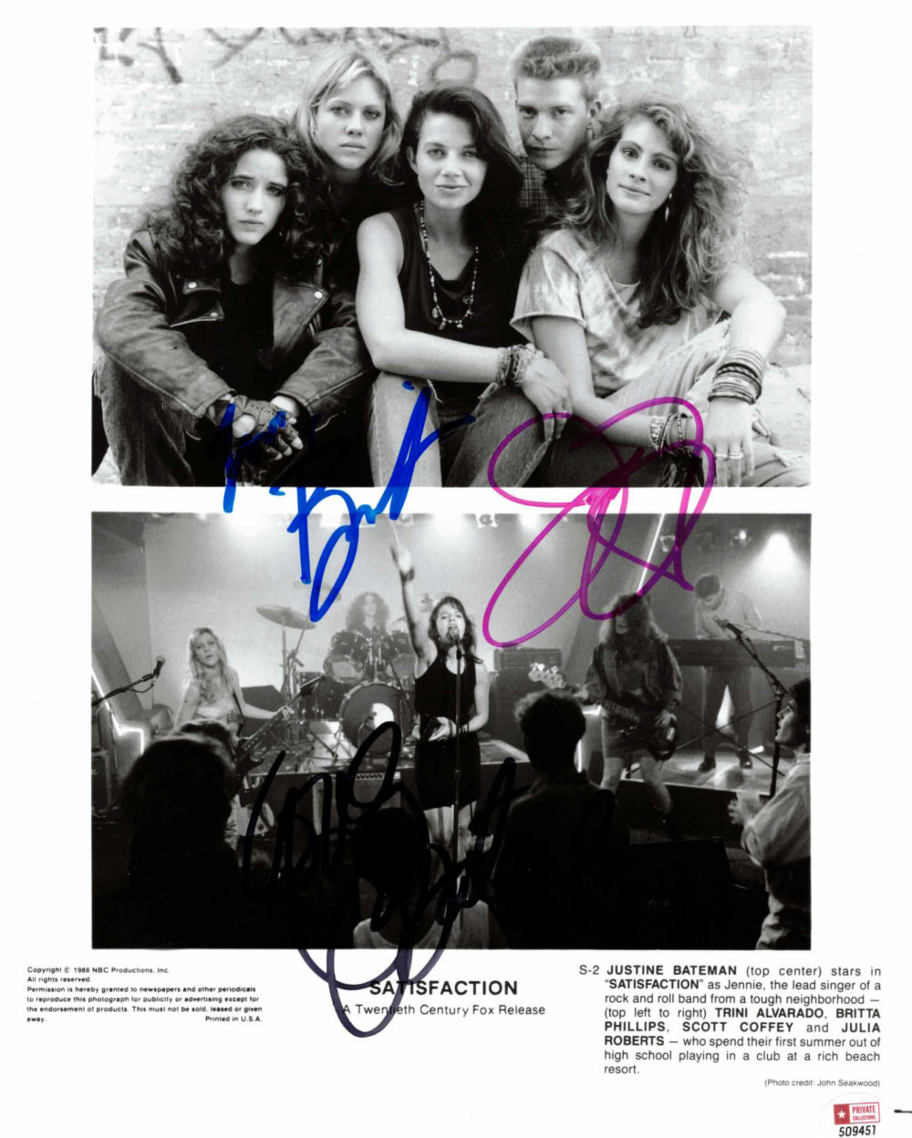 Julia Roberts, Justine Bateman & Britta Phillips - autogram