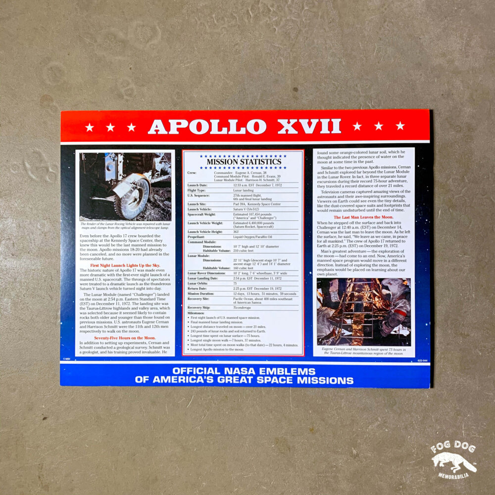 Oficiální textilní nášivka NASA - APOLLO XVII