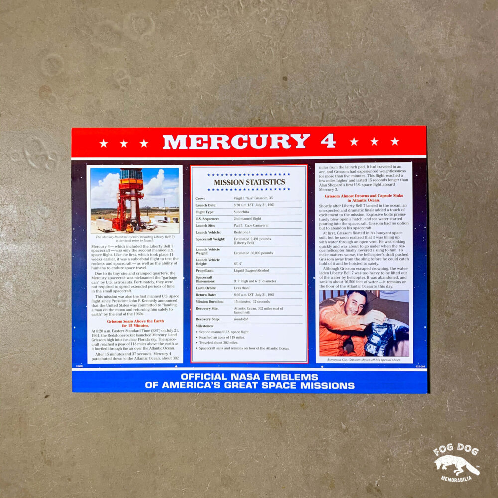 Oficiální textilní nášivka NASA - MERCURY 4