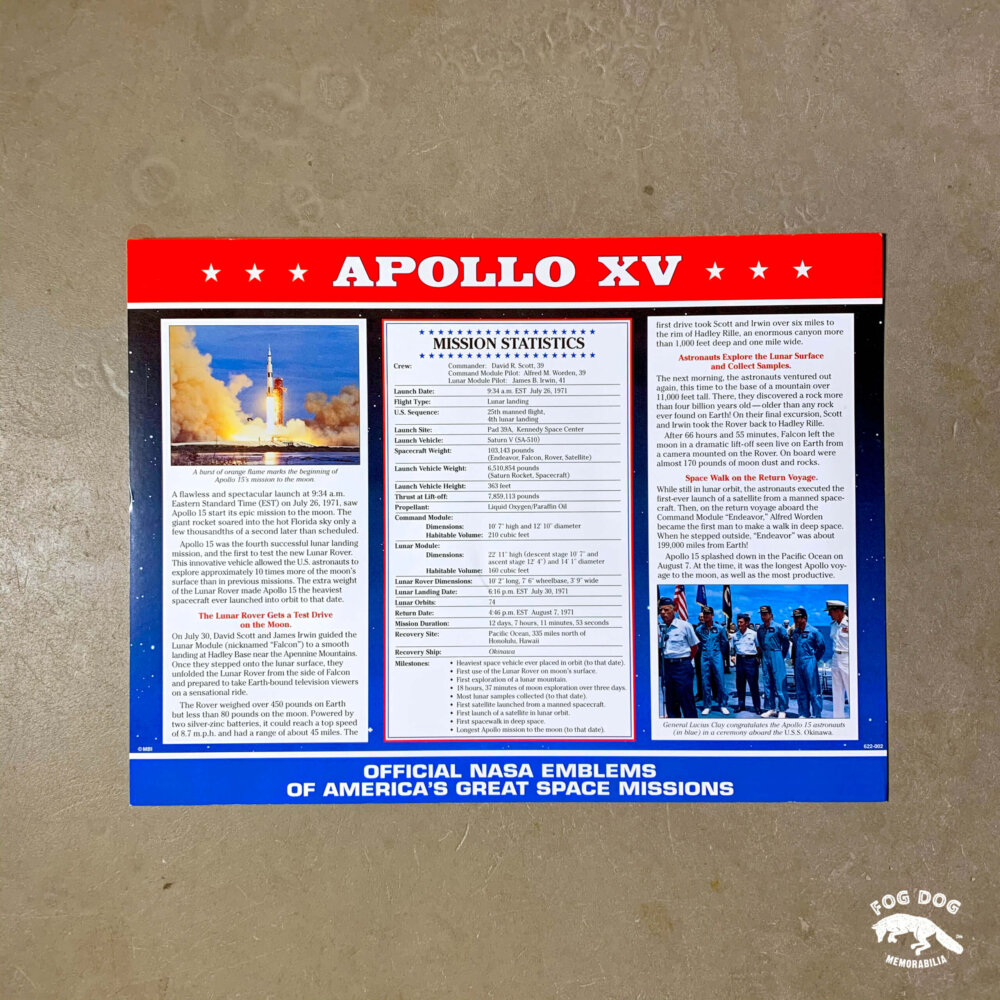 Oficiální textilní nášivka NASA - APOLLO XV