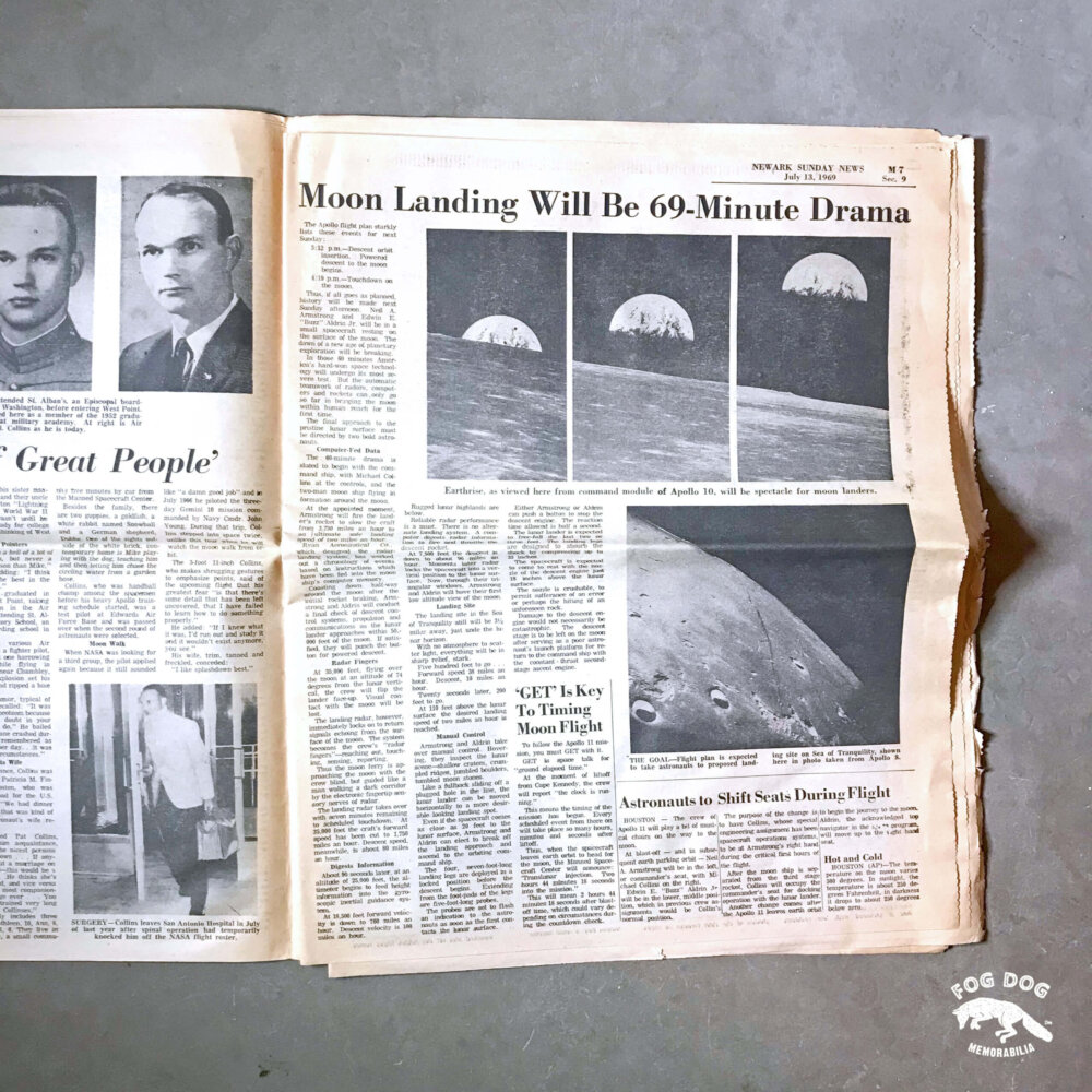 Vydání novin z roku 1969 - mise NASA, Apollo 11