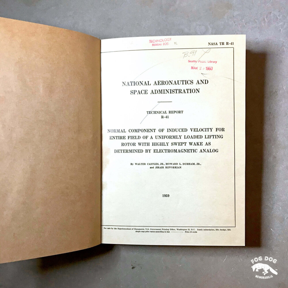 Kniha NASA Technical Note (1959)