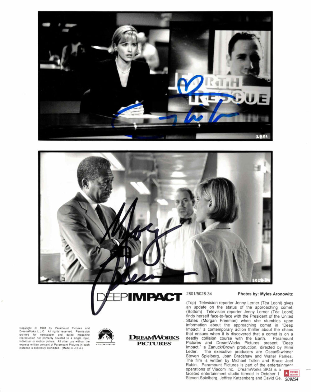 Morgan Freeman & Tea Leoni - autogram