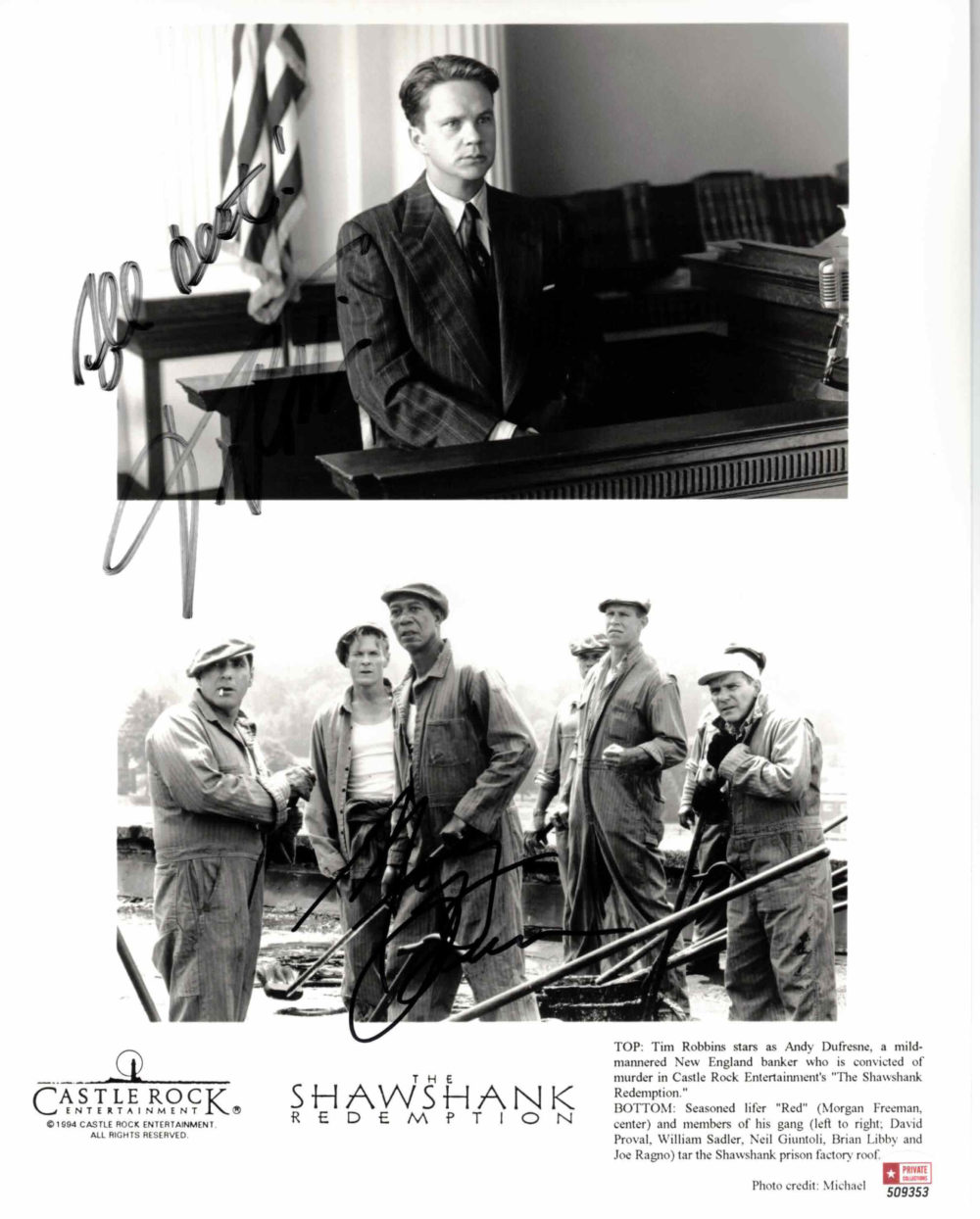 Morgan Freeman & Tim Robbins / Vykoupení z věznice Shawshank - autogram