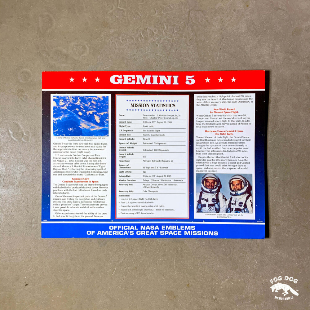 Oficiální textilní nášivka NASA - GEMINI 5