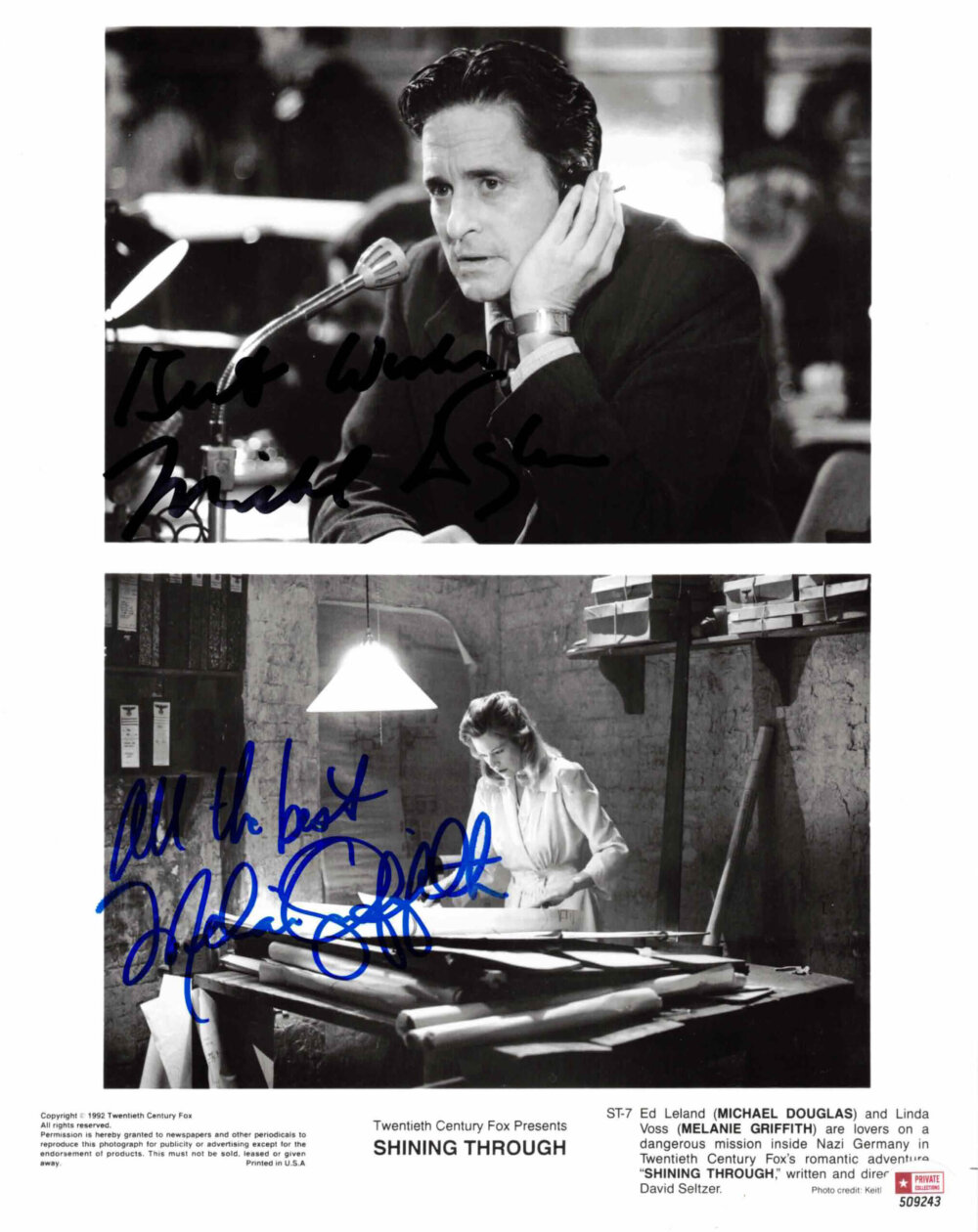 Michael Douglas & Melanie Griffith - autogram