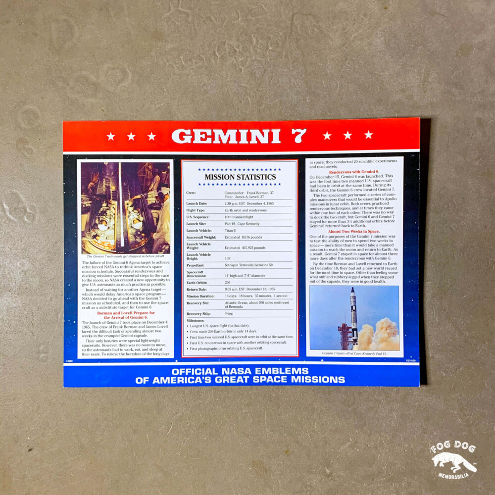 Oficiální textilní nášivka NASA - GEMINI 7