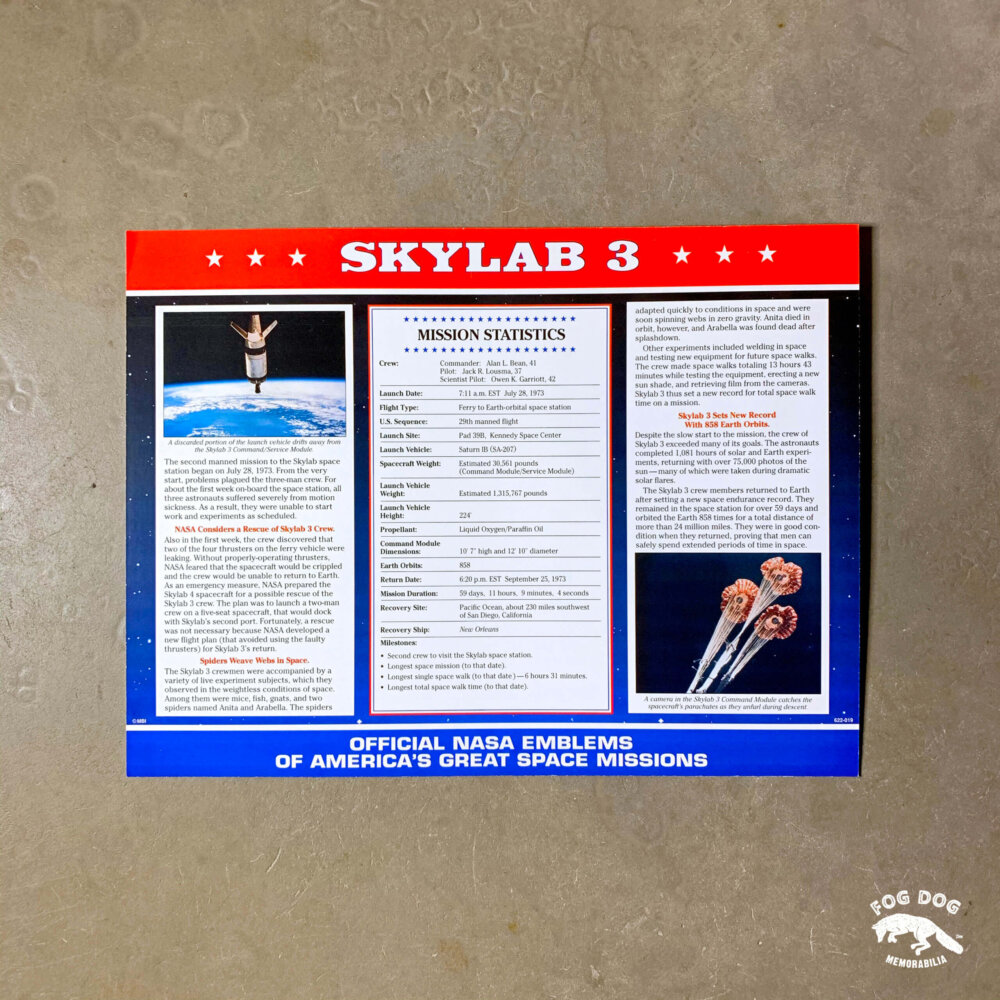Oficiální textilní nášivka NASA - SKYLAB 3