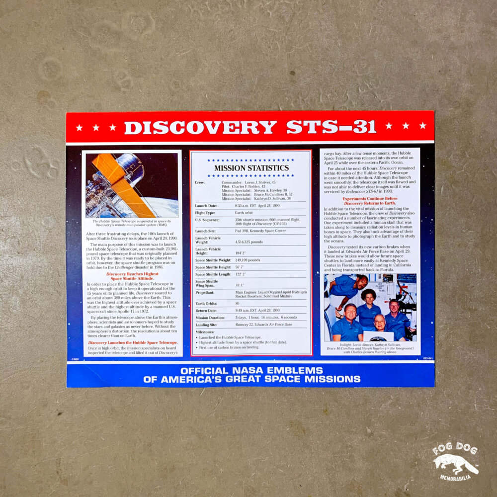 Oficiální textilní nášivka NASA - DISCOVERY STS-31