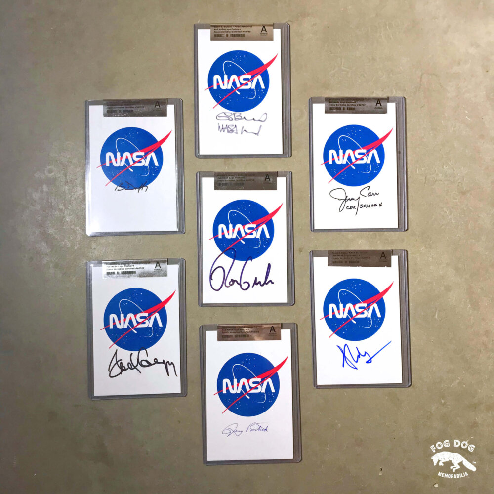 Soubor 7 autogramů NASA austronautů, certifikováno