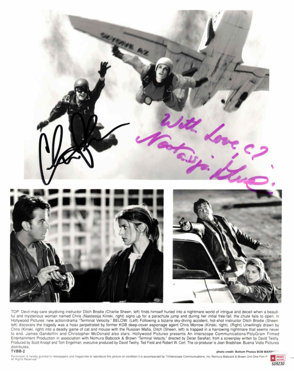 Charlie Sheen & Nastassja Kinski - autogram