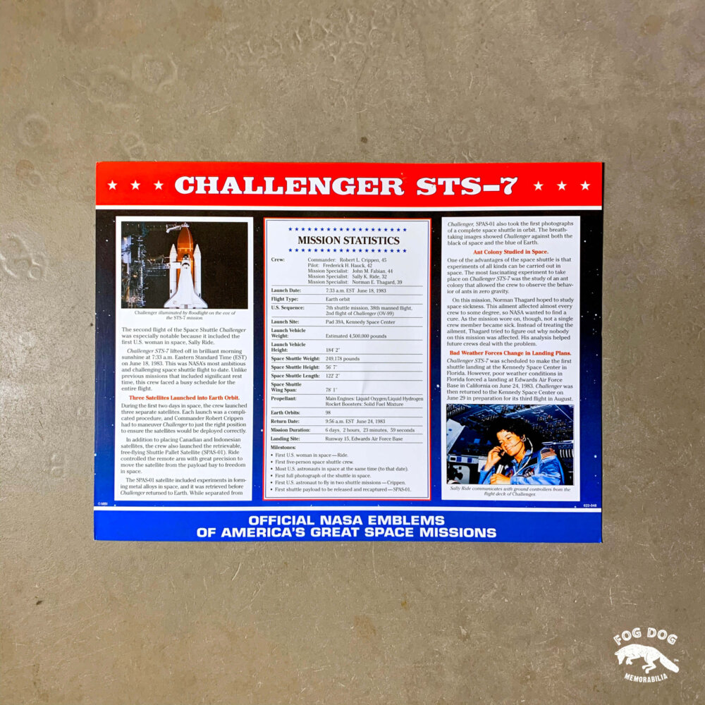Oficiální textilní nášivka NASA - CHALLENGER STS-7