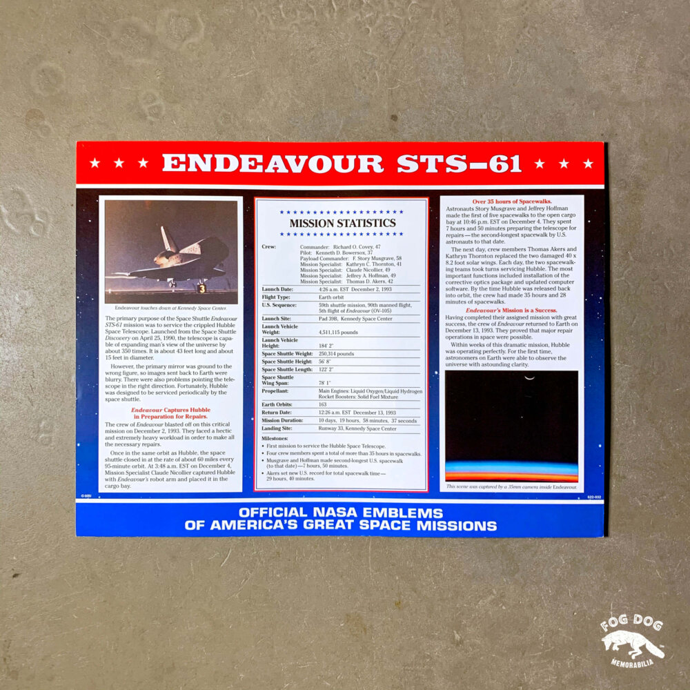Oficiální textilní nášivka NASA - ENDEAVOUR STS-61