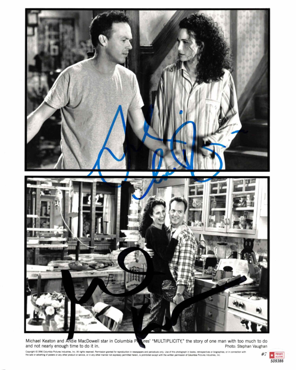 Andie MacDowell & Michael Keaton - autogram