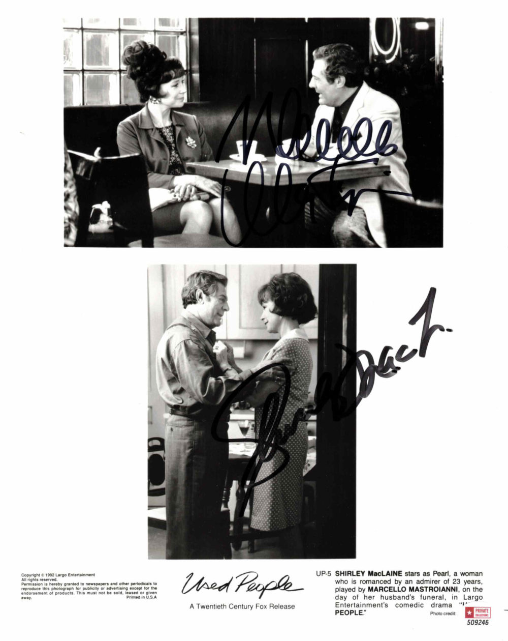 Marcello Mastroianni & Shirley MacLaine - autogram
