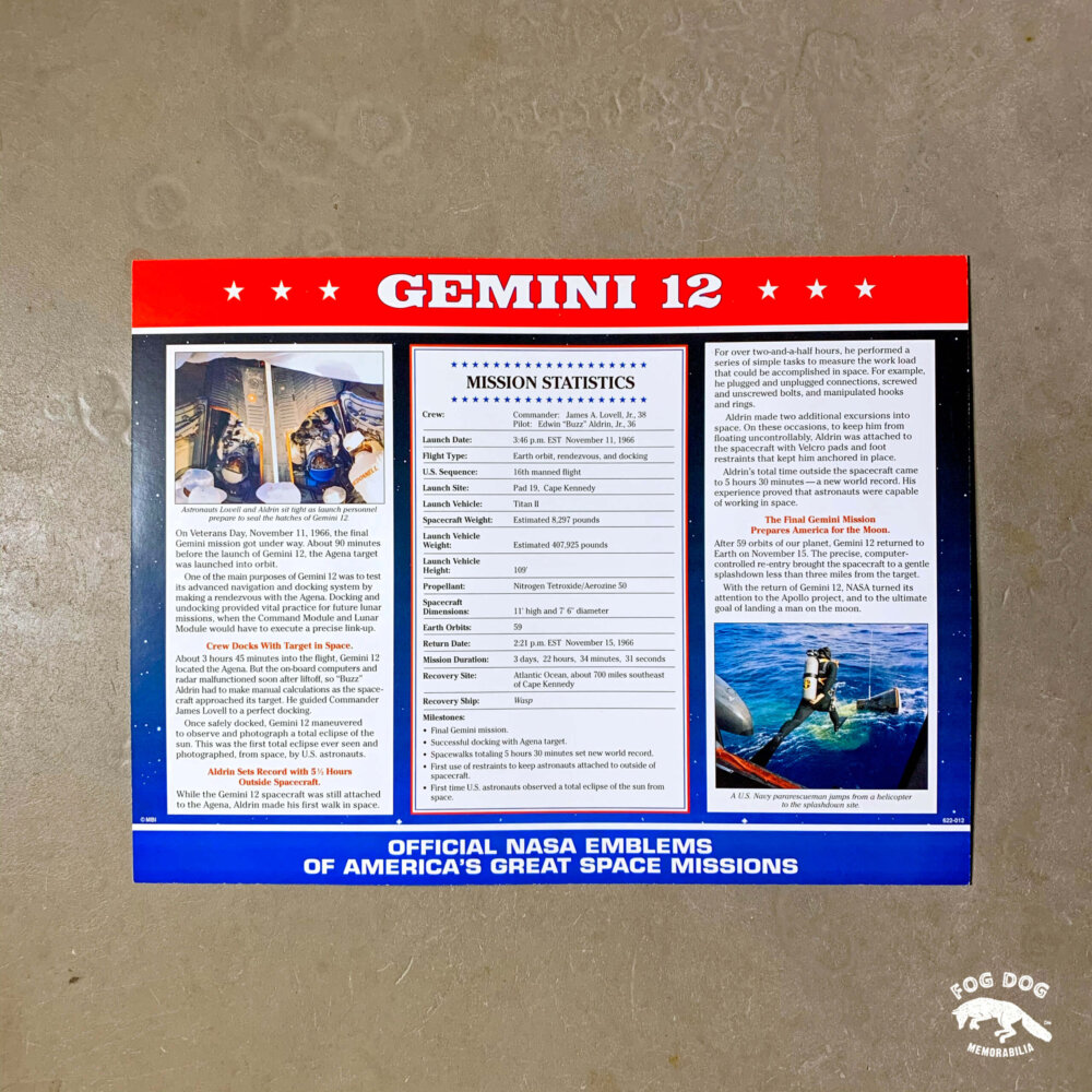 Oficiální textilní nášivka NASA - GEMINI 12
