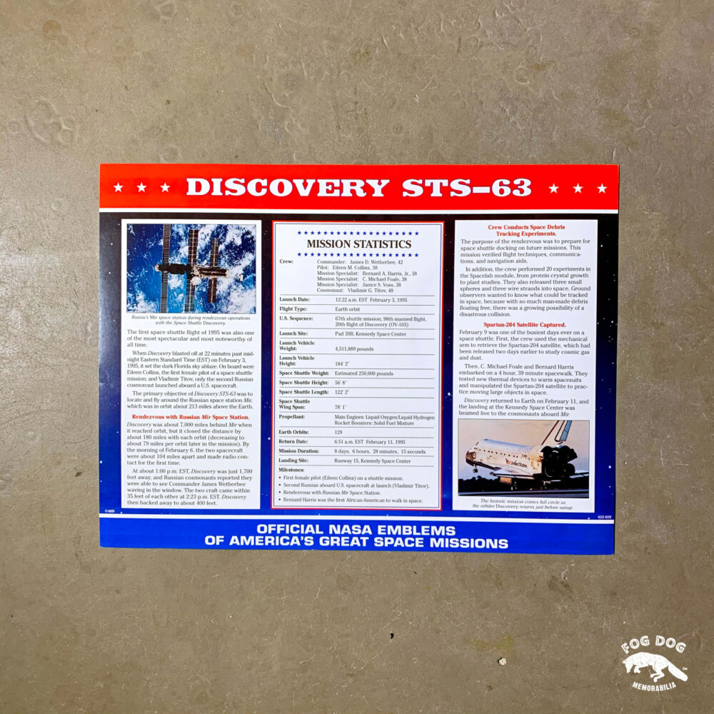 Oficiální textilní nášivka NASA - DISCOVERY STS-63