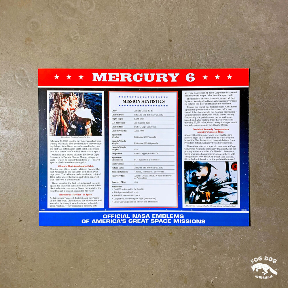 Oficiální textilní nášivka NASA - MERCURY 6
