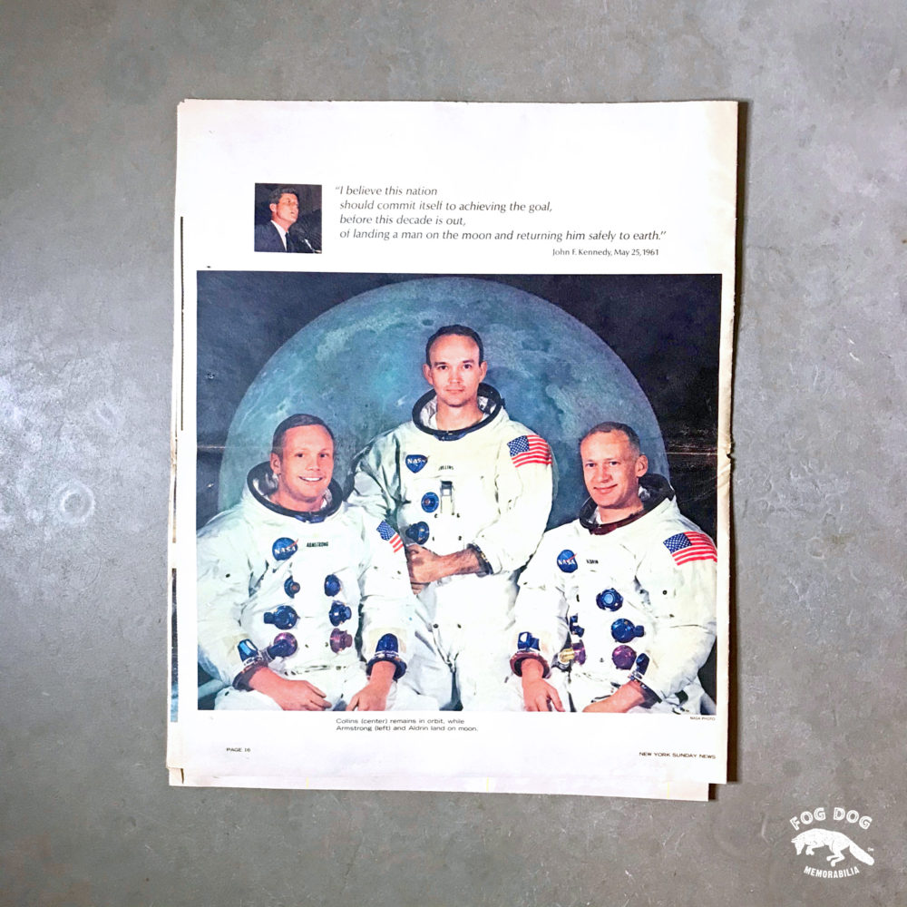 Vydání novin z roku 1969 - mise NASA, Apollo 11