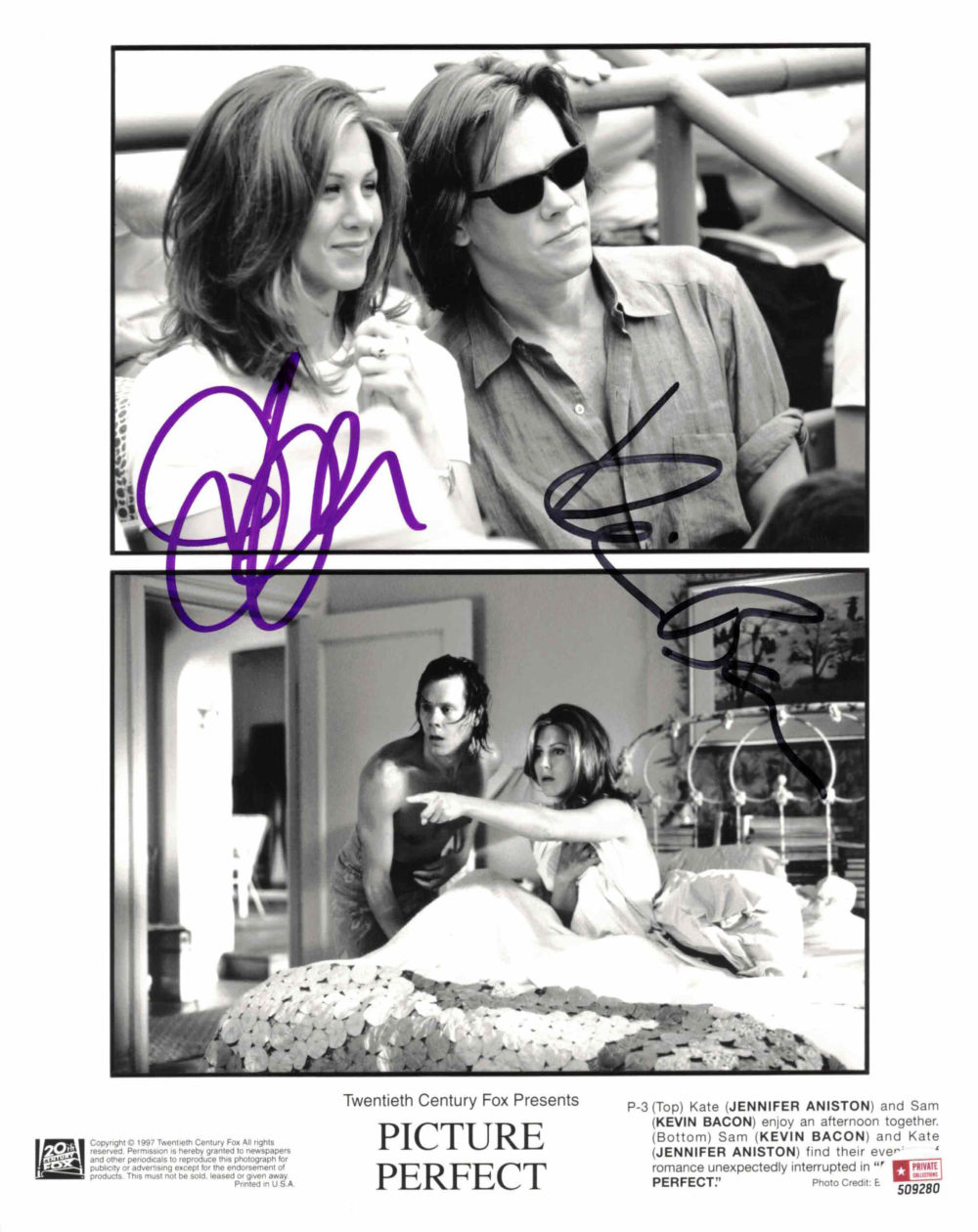 Jennifer Aniston & Kevin Bacon - autogram