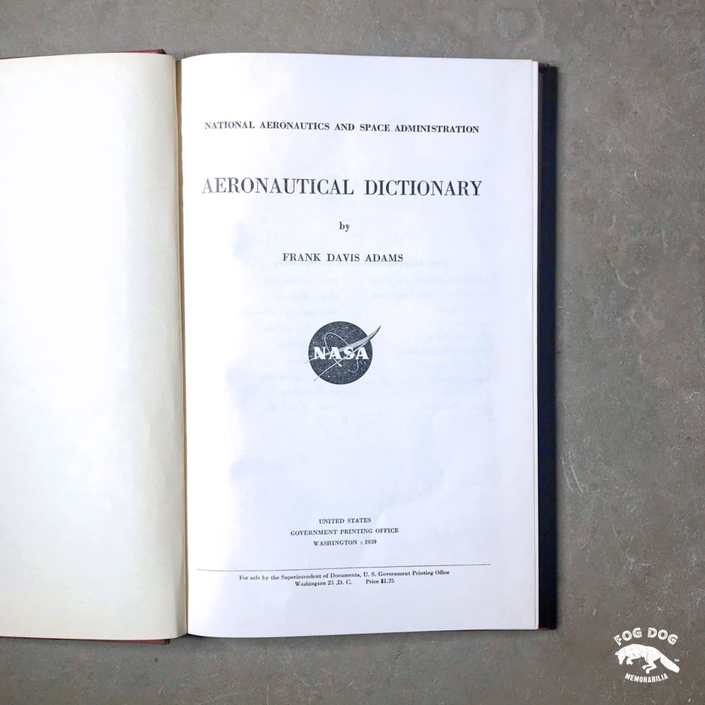 Publikace Aeronautical Dictionary NASA (1959)