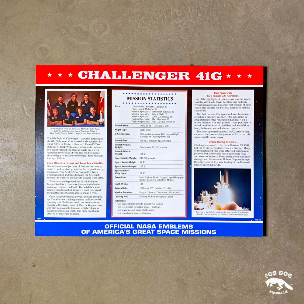 Oficiální textilní nášivka NASA - CHALLENGER 41G