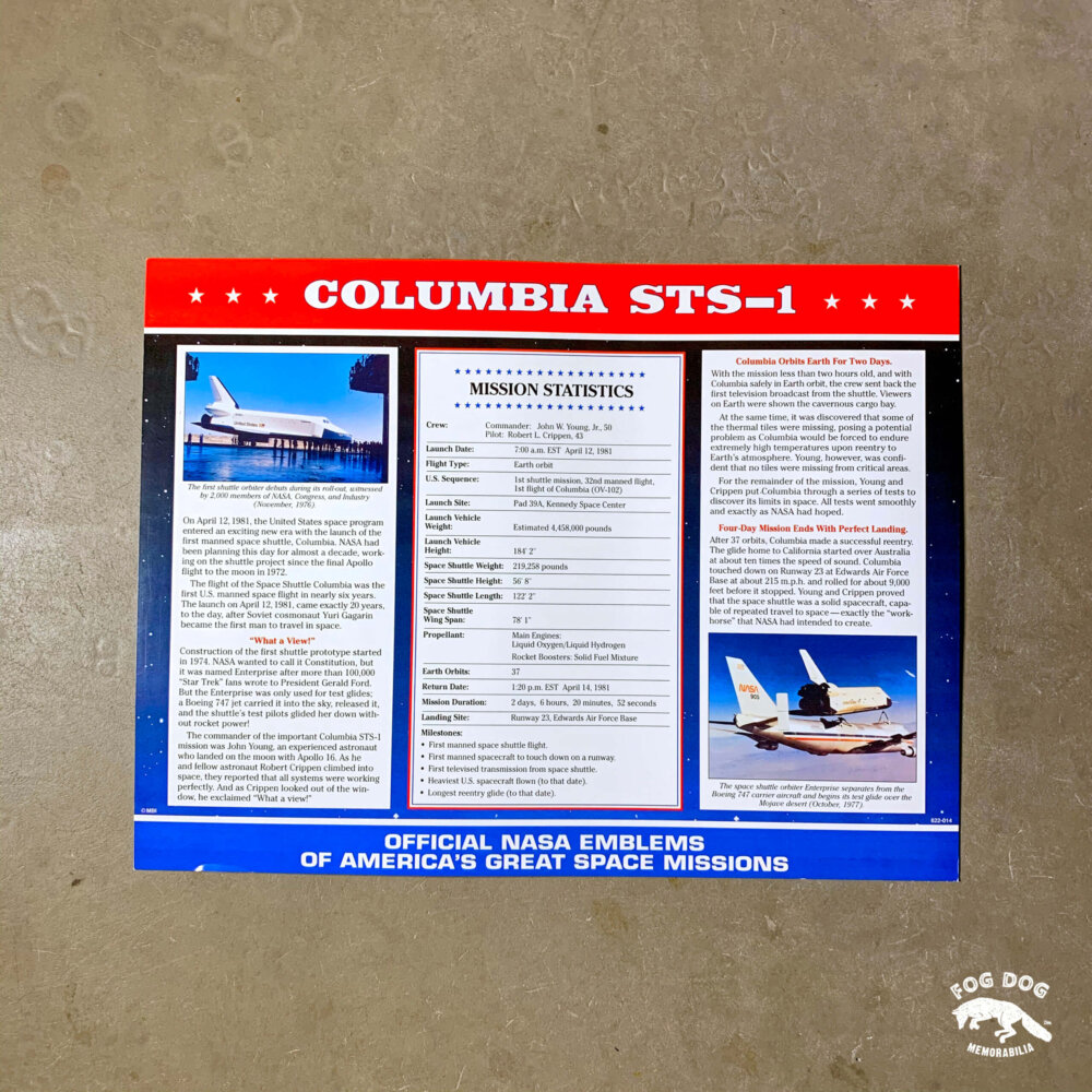 Oficiální textilní nášivka NASA - COLUMBIA STS-1