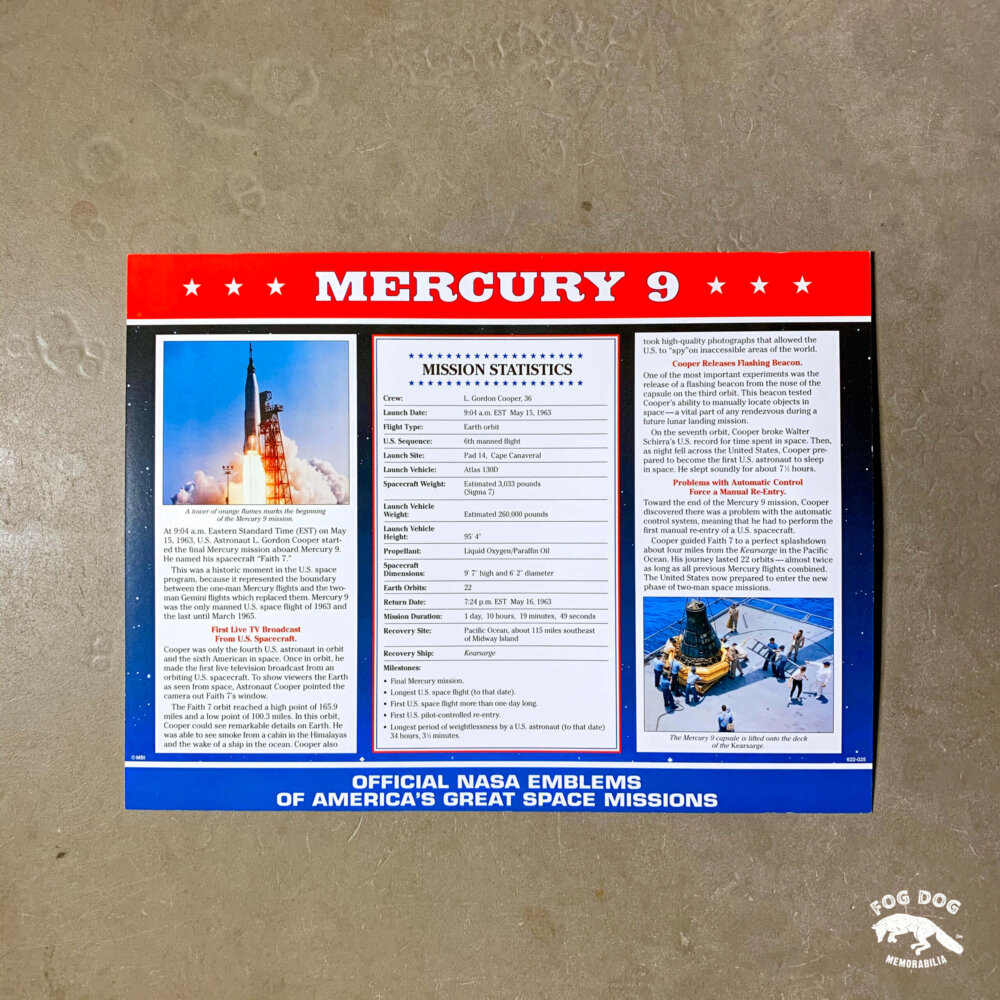 Oficiální textilní nášivka NASA - MERCURY 9
