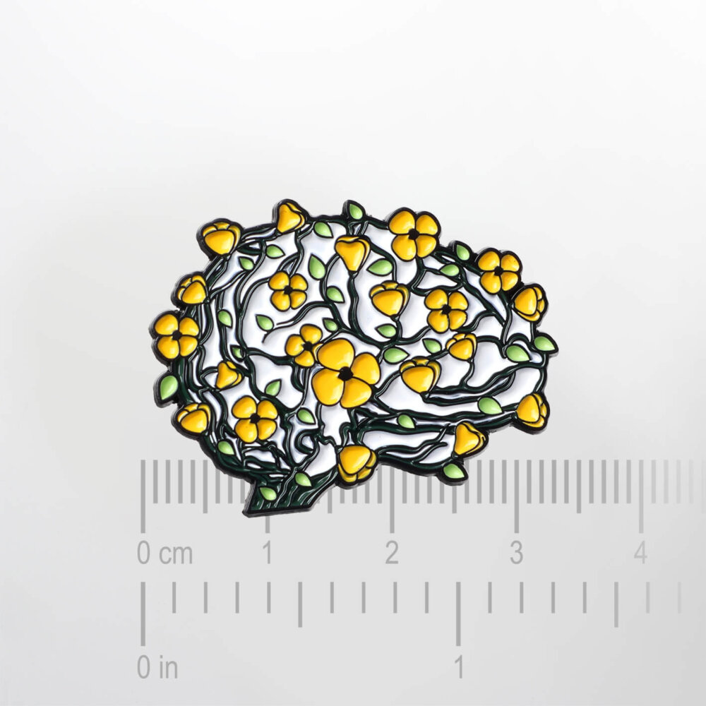 Yellow Flower Brain – Smaltovaný odznak (#054) - Image 2