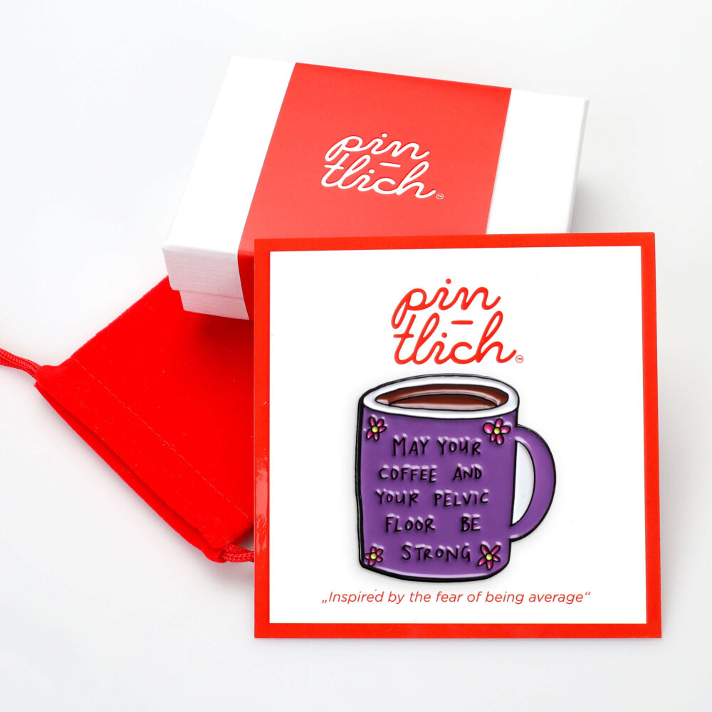 May Your Coffee And Your Pelvic Floor Be Strong' Cup – Smaltovaný odznak (#063) - Image 3