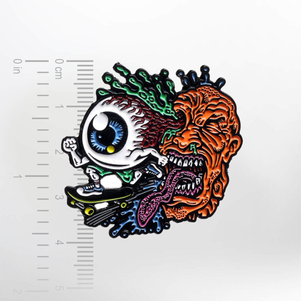 Eye Skating Off a Head – Smaltovaný odznak (#159) - Image 2