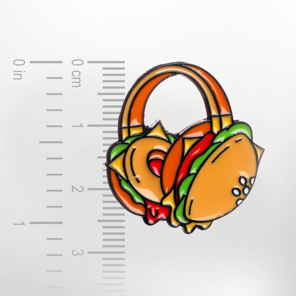 Burger Headphones – Smaltovaný odznak (#271) - Image 2