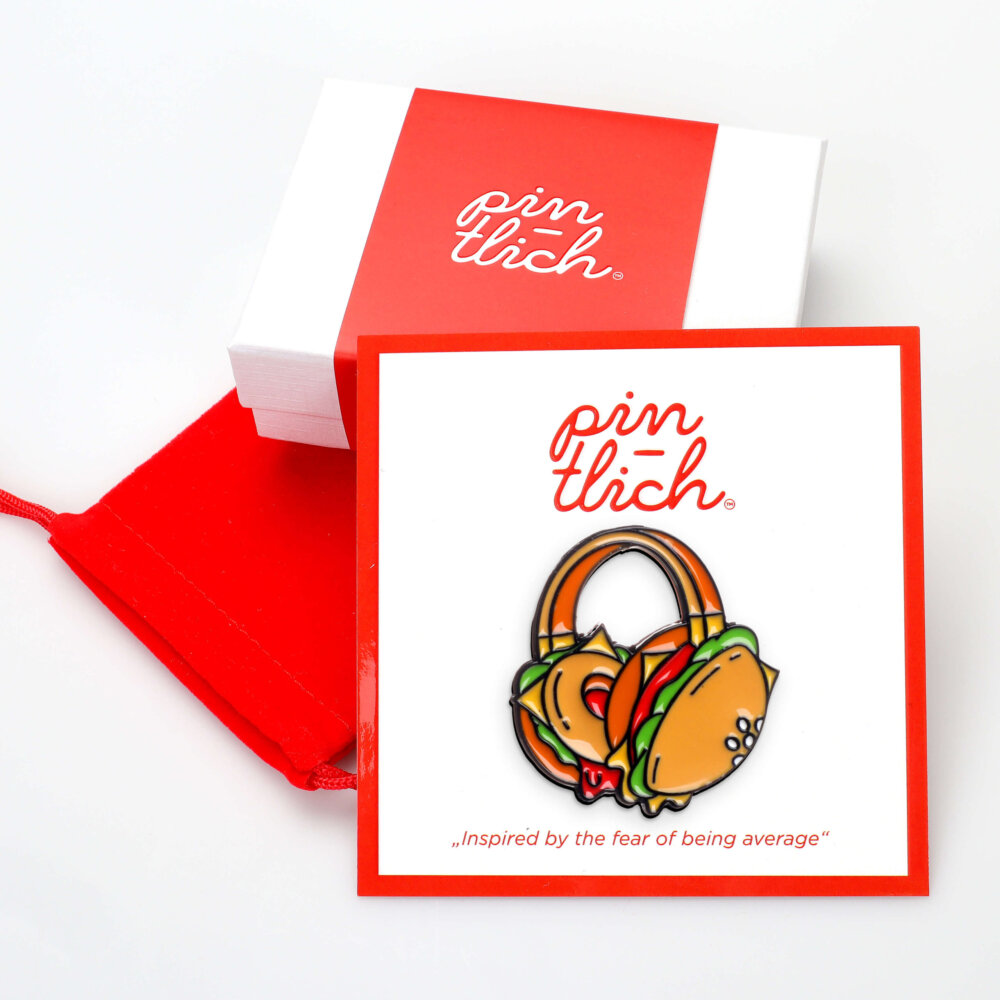 Burger Headphones – Smaltovaný odznak (#271) - Image 3