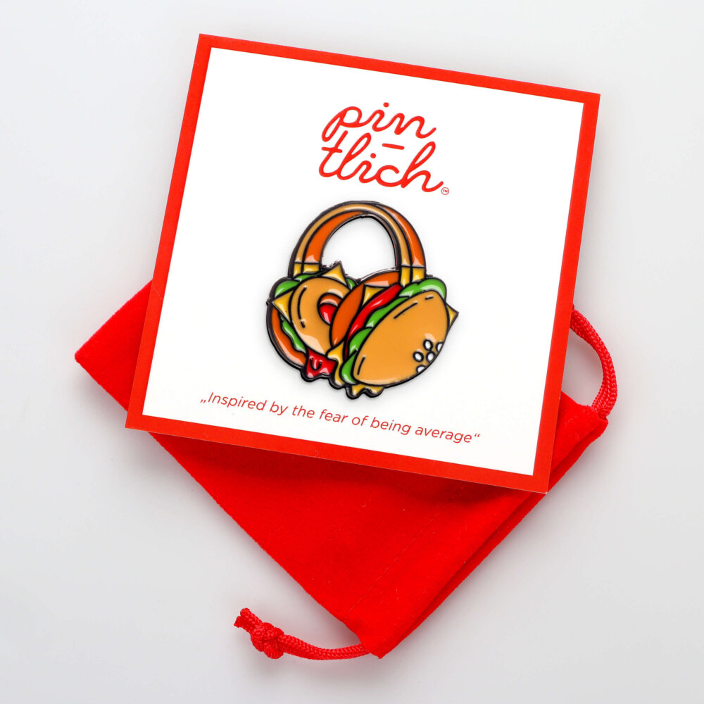 Burger Headphones – Smaltovaný odznak (#271) - Image 4