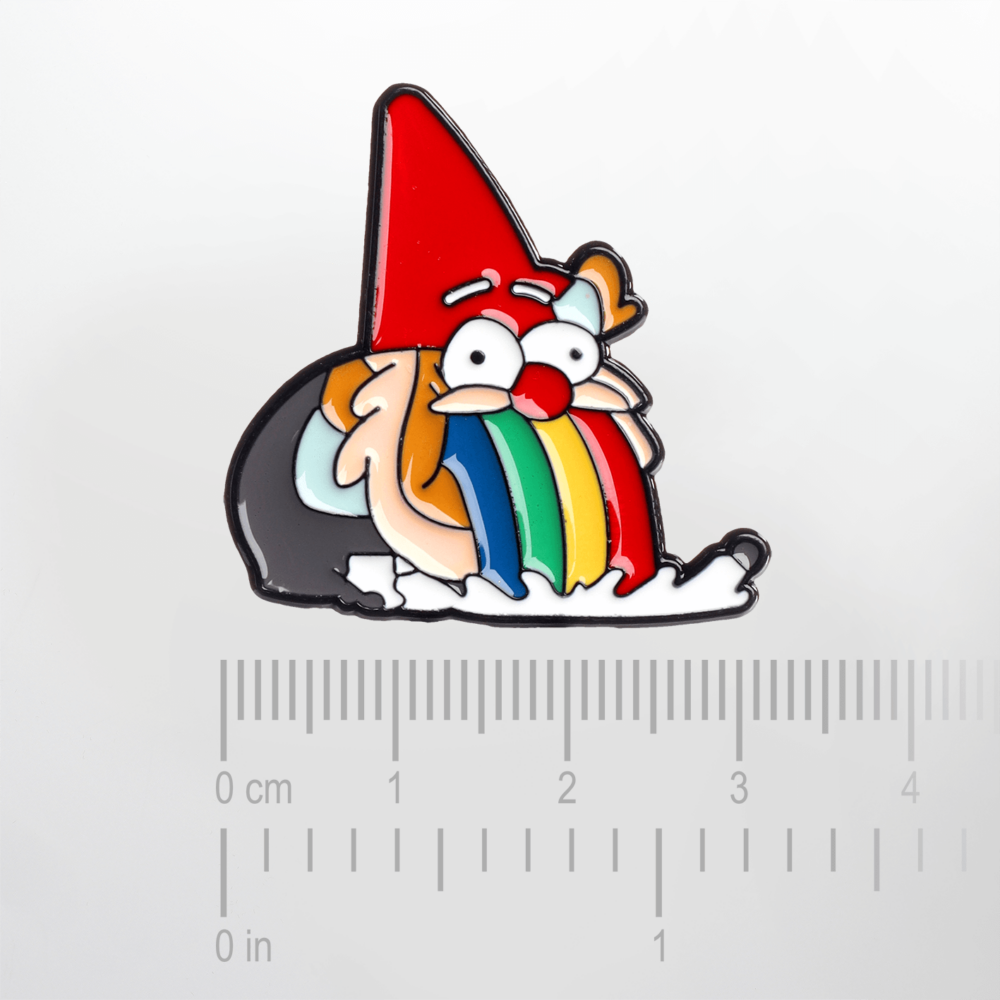 Rainbow Puking Gnome – Smaltovaný odznak (#510) - Image 2