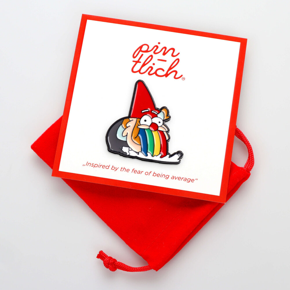Rainbow Puking Gnome – Smaltovaný odznak (#510) - Image 4