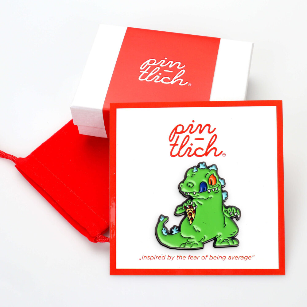 Godzilla with a Pizza Slice – Smaltovaný odznak (#346) - Image 3