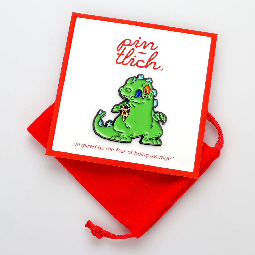 Godzilla with a Pizza Slice – Smaltovaný odznak (#346) - Image 4