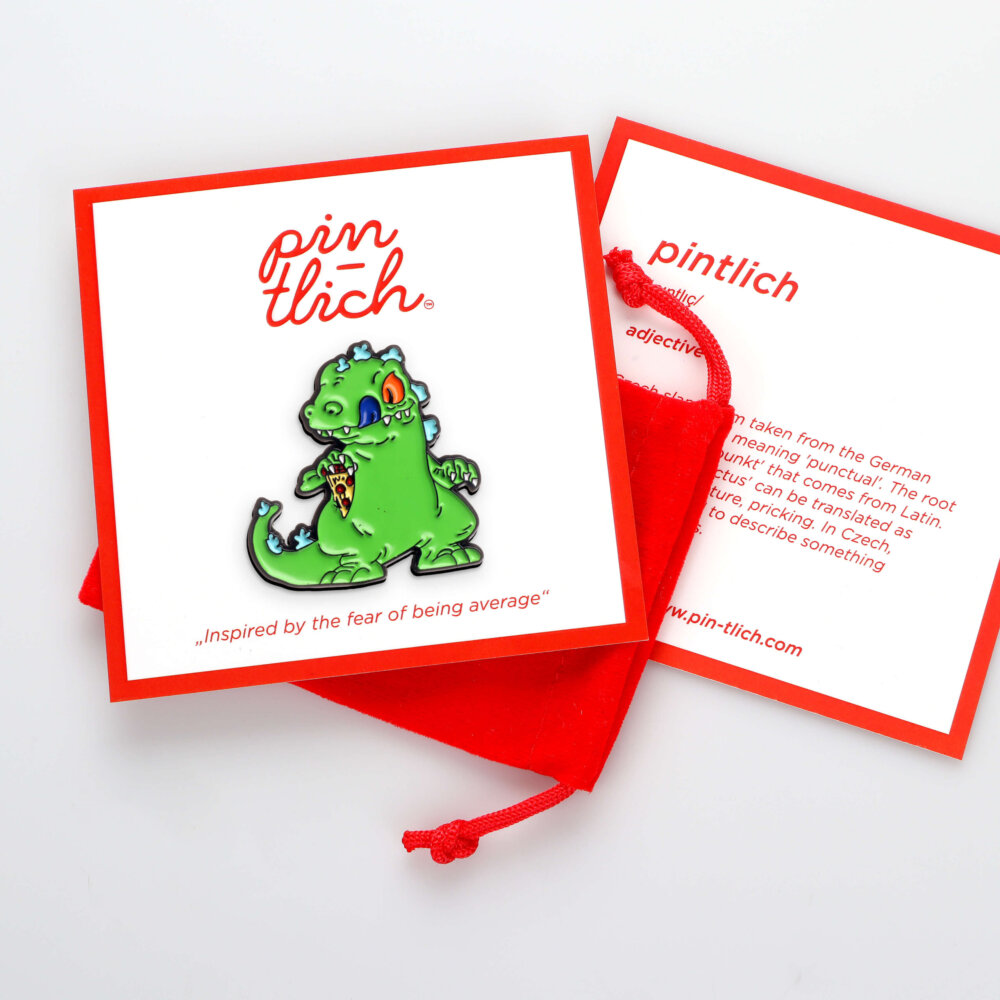 Godzilla with a Pizza Slice – Smaltovaný odznak (#346) - Image 5