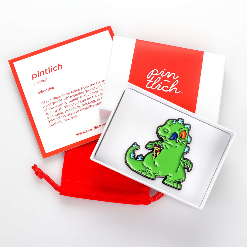 Godzilla with a Pizza Slice – Smaltovaný odznak (#346) - Image 6