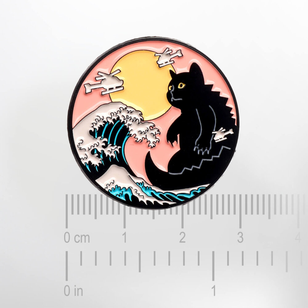 The Great Wave and Catdzilla – Smaltovaný odznak (#580) - Image 2