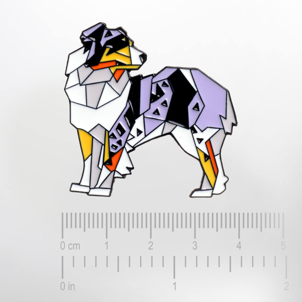 Geometric Australian Shepherd – Smaltovaný odznak (#5022) - Image 2