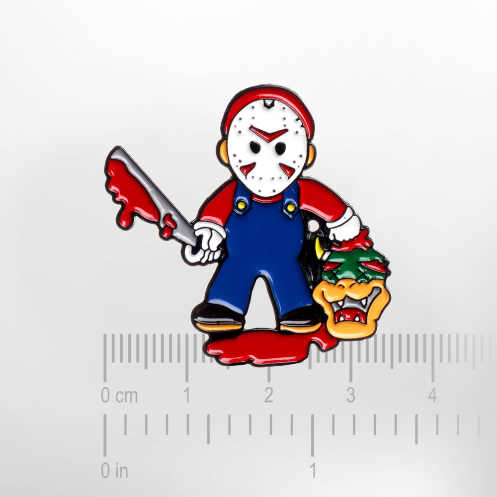 Super Mario – Mario as Jason from Friday the 13th – Smaltovaný odznak (#696) - Image 2