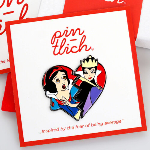 Snow White and Evil Queen Heart – Smaltovaný odznak (#5025)