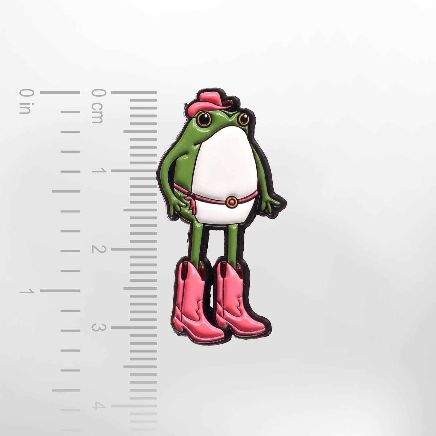 Frog in Pink Cowboy Boots – Smaltovaný odznak (#864) - Obrázek 2
