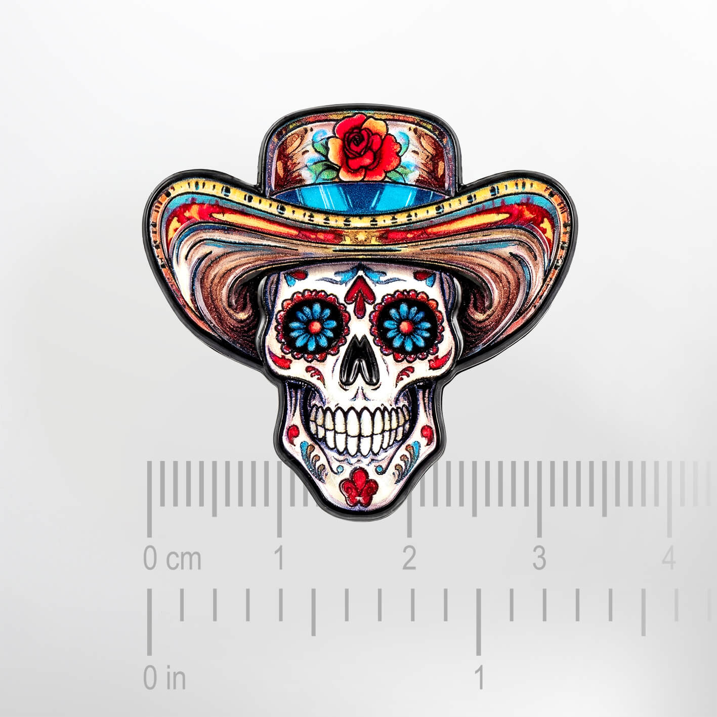 Sugar Skull Cowboy – Smaltovaný odznak (#928) - Obrázek 2